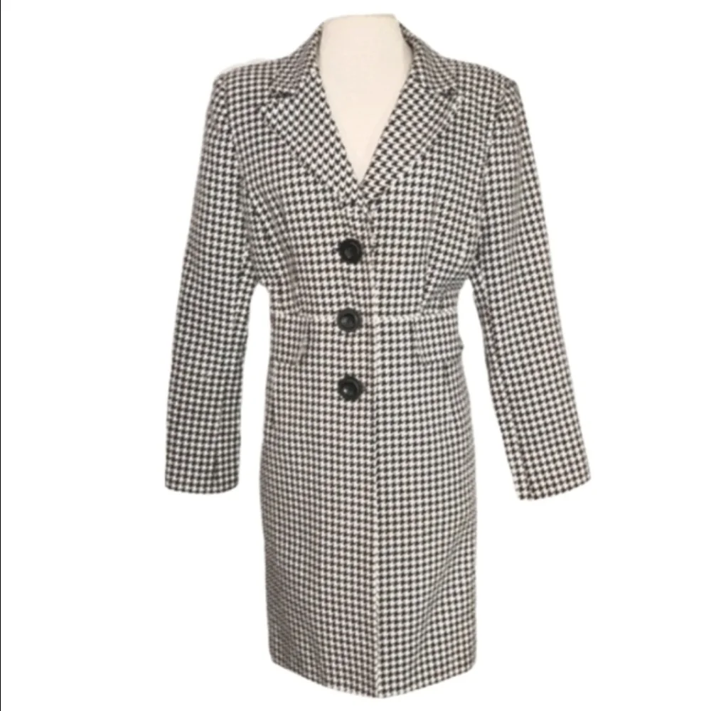 Isabella Suits Coat Houndstooth Black Plus Size 14
